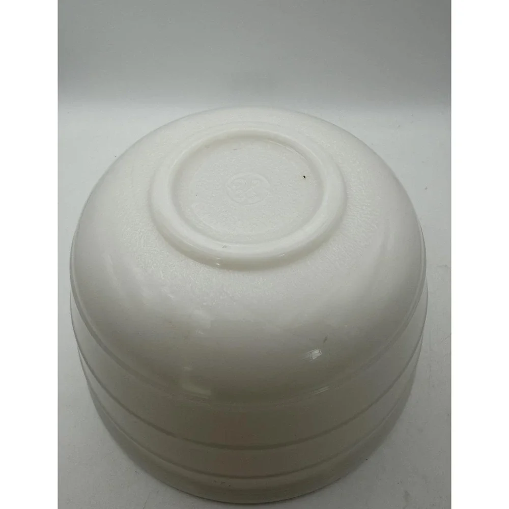 GE White Milk Glass Mixing Bowl Ribbed Vintage Nesting Kitchen Bowl